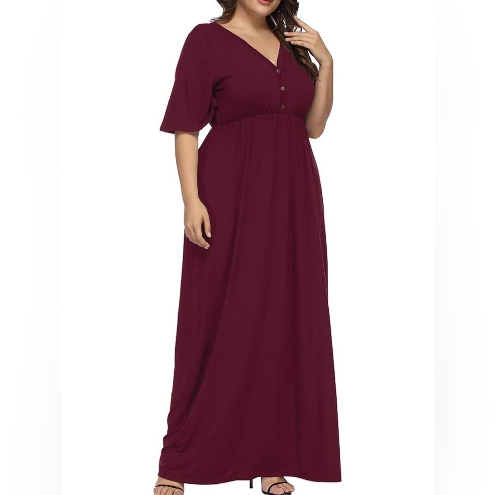 ALLGRACE Maroon Maxi Dress Size 2XL Plus size - Picture 3 of 9
